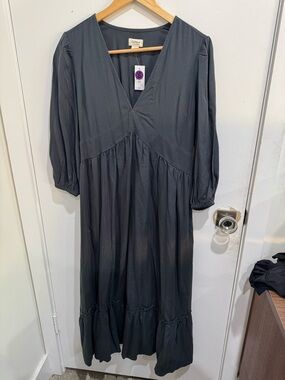 UpWest Slate Gray V-Neck Maxi Dress